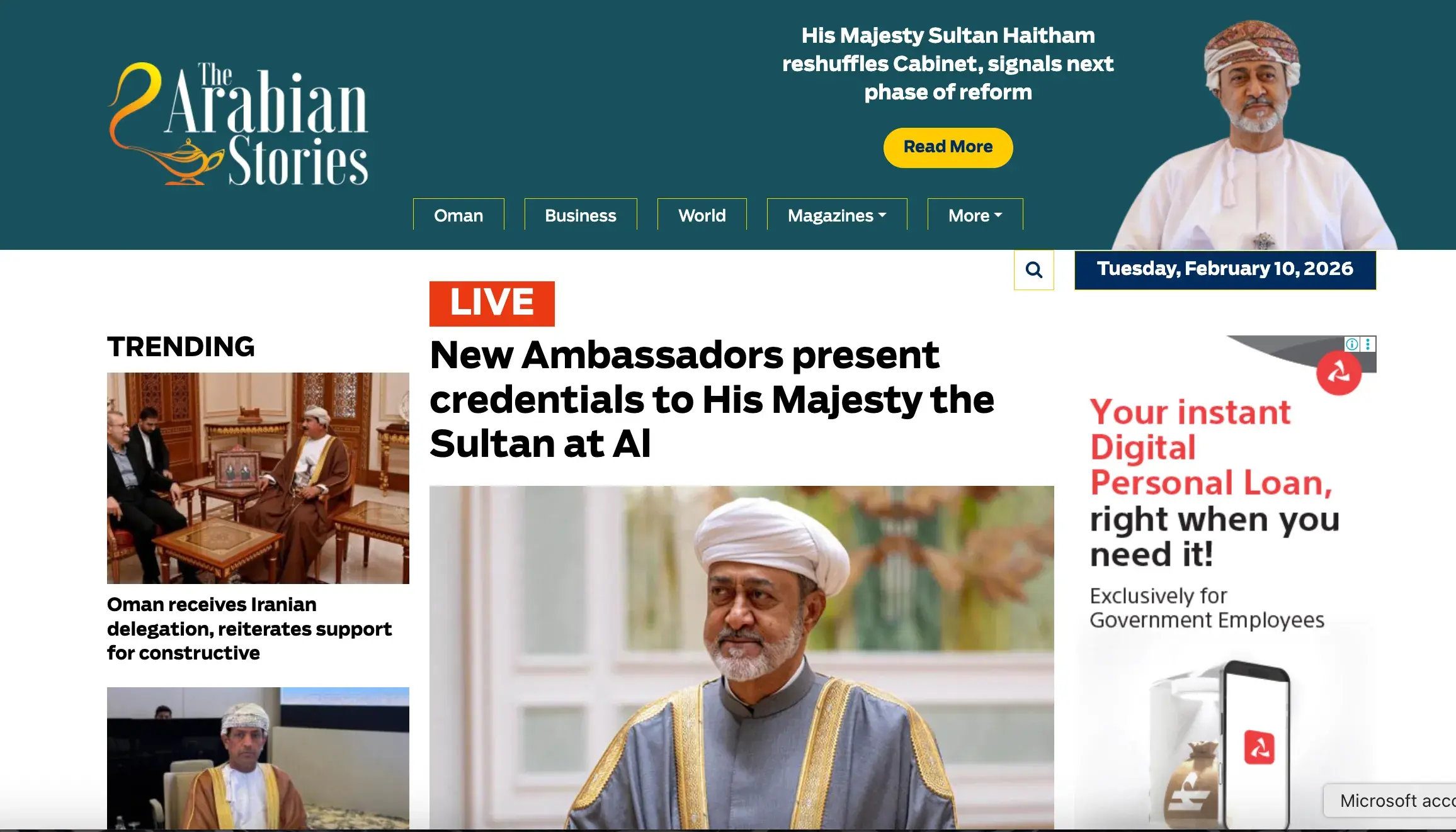 The Arabian Stories website design thumbnail